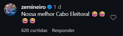 Print arquivado do post de Zé Mineiro - Jefferson Luiz em 05/10/2026
