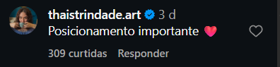 Print arquivado do post de thais trindade em 03/10/2026