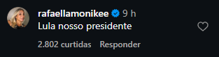 Print arquivado do post de Rafaella Monike em 07/10/2026