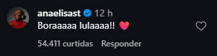 Print arquivado do post de Ana Elisa em 07/10/2026