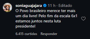 Print arquivado do post de Sônia Guajajara em 07/10/2026