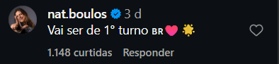 Print arquivado do post de Natalia Boulos em 03/10/2026