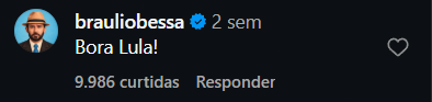 Print arquivado do post de Bráulio Bessa em 17/09/2026