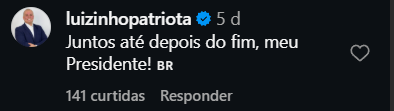 Print arquivado do post de Luizinho Patriota em 01/10/2026