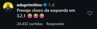 Print arquivado do post de Edu Primitivo em 06/10/2026