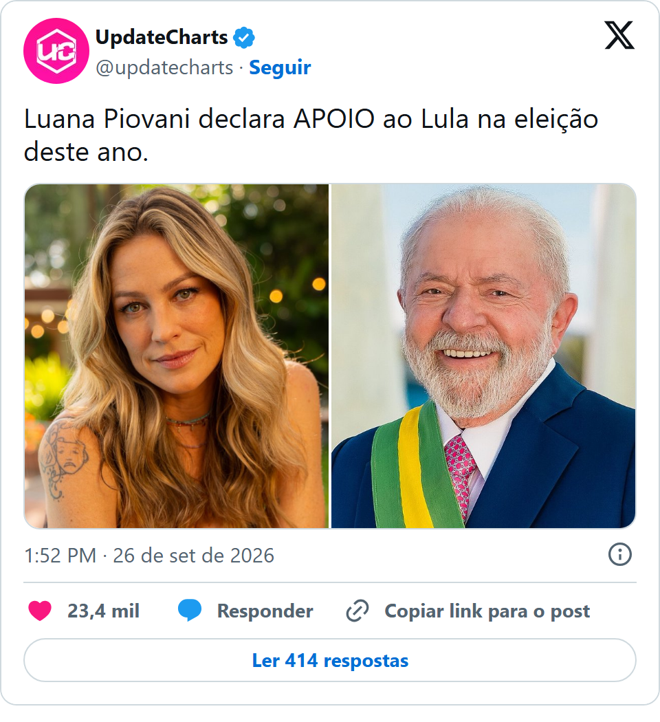 Print arquivado do post de Luana Piovani em 26/09/2026