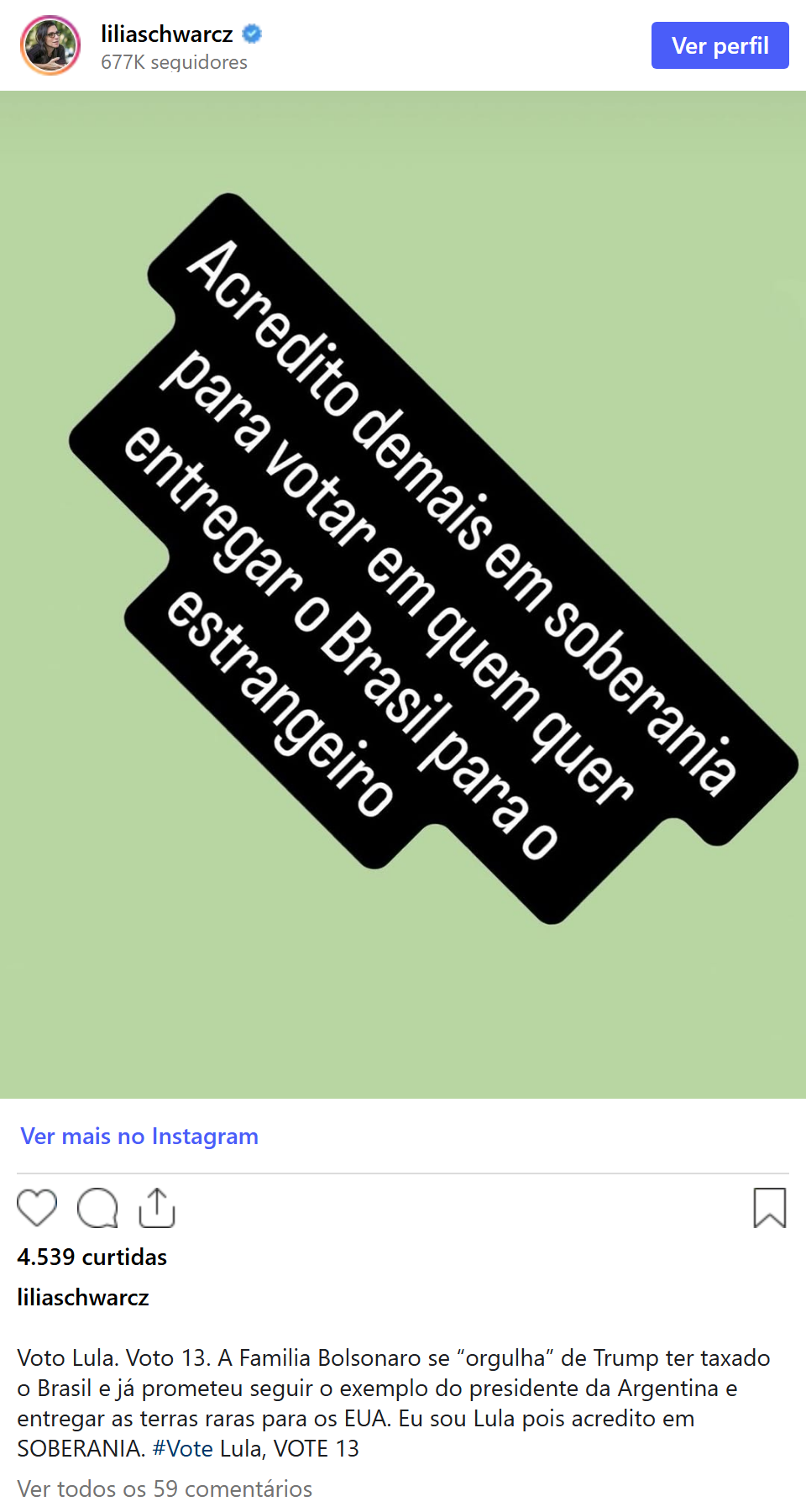 Print arquivado do post de Lilia Schwarcz em 03/10/2026