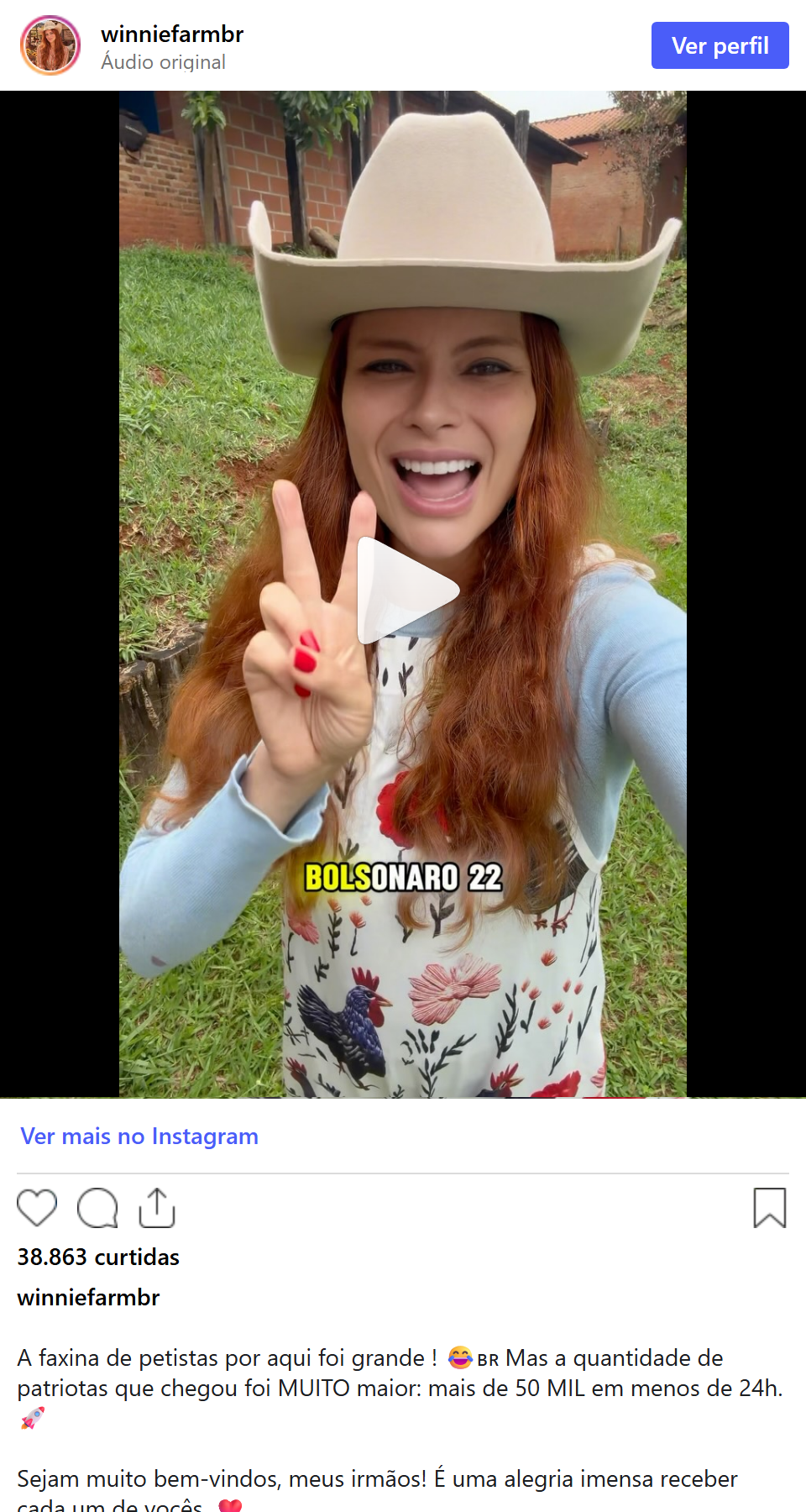 Print arquivado do post de Winnie Farm em 05/10/2026