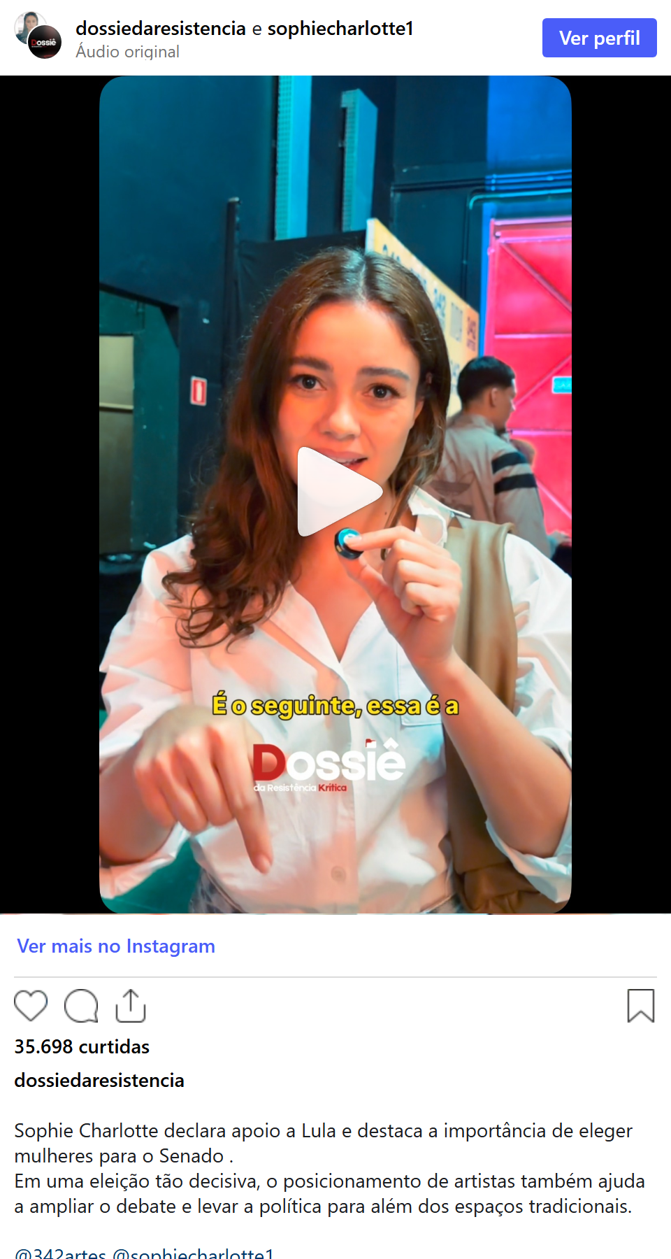 Print arquivado do post de Sophie Charlotte em 29/09/2026