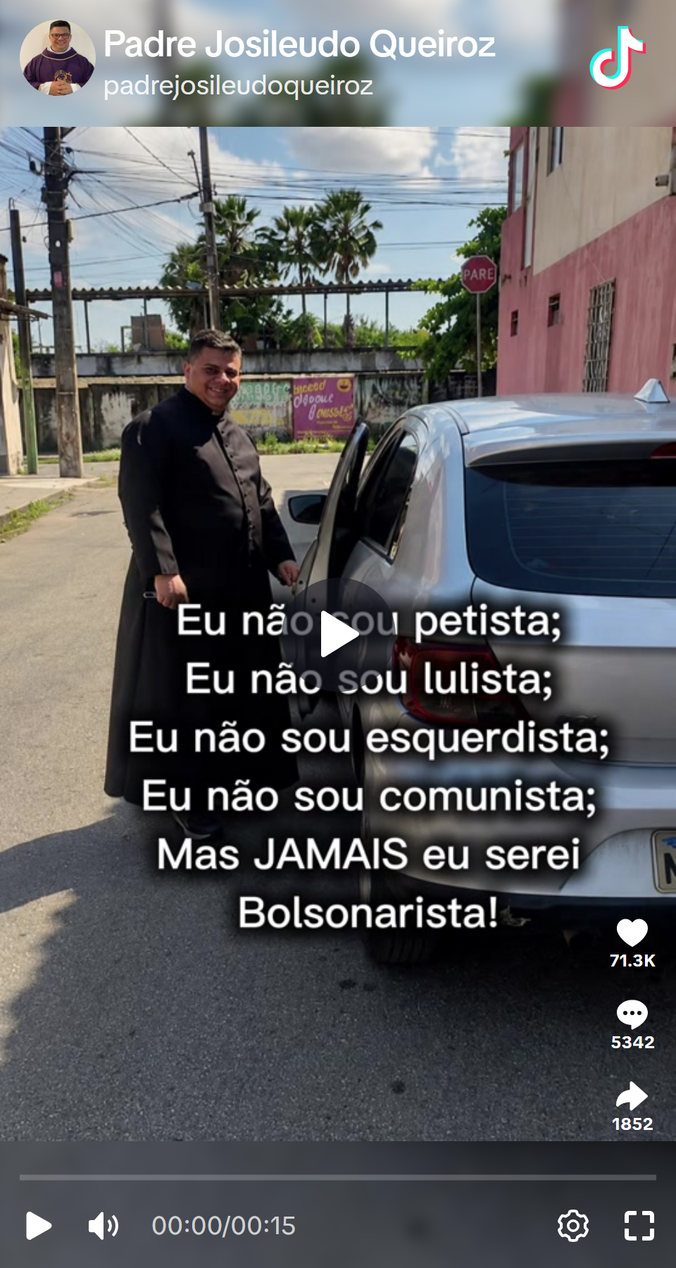 Print arquivado do post de Padre Josileudo Queiroz em 08/10/2026