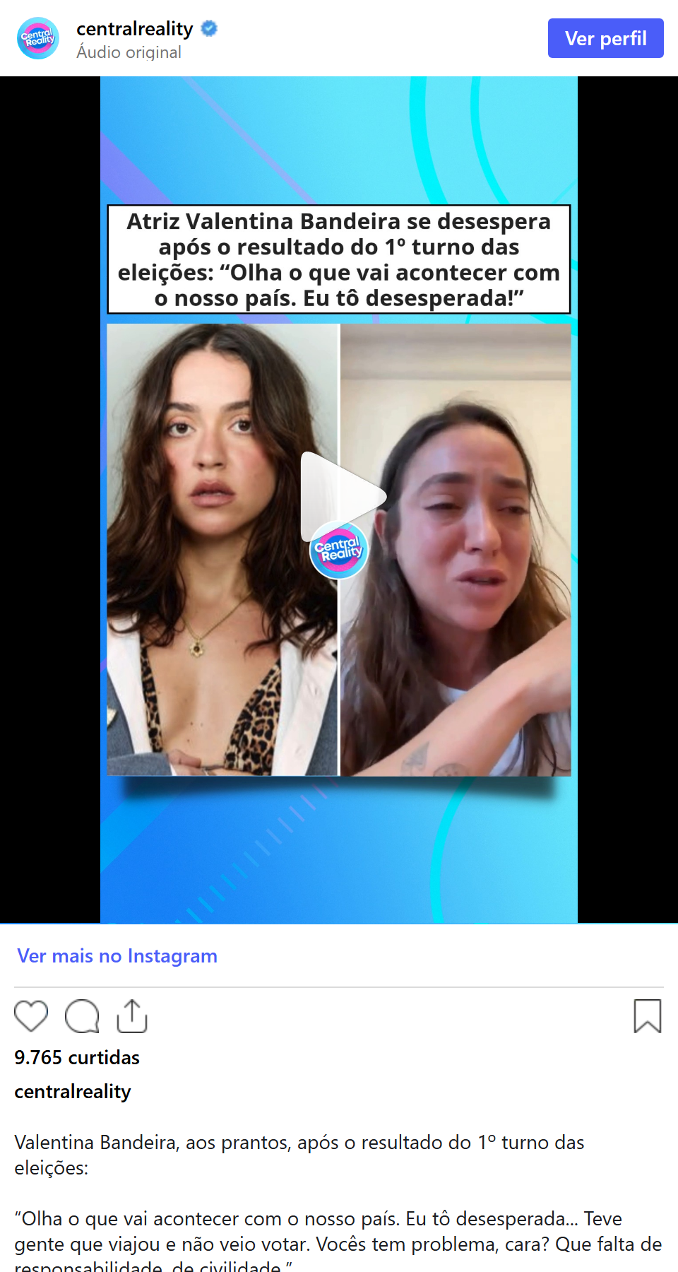 Print arquivado do post de Valentina Bandeira em 05/10/2026