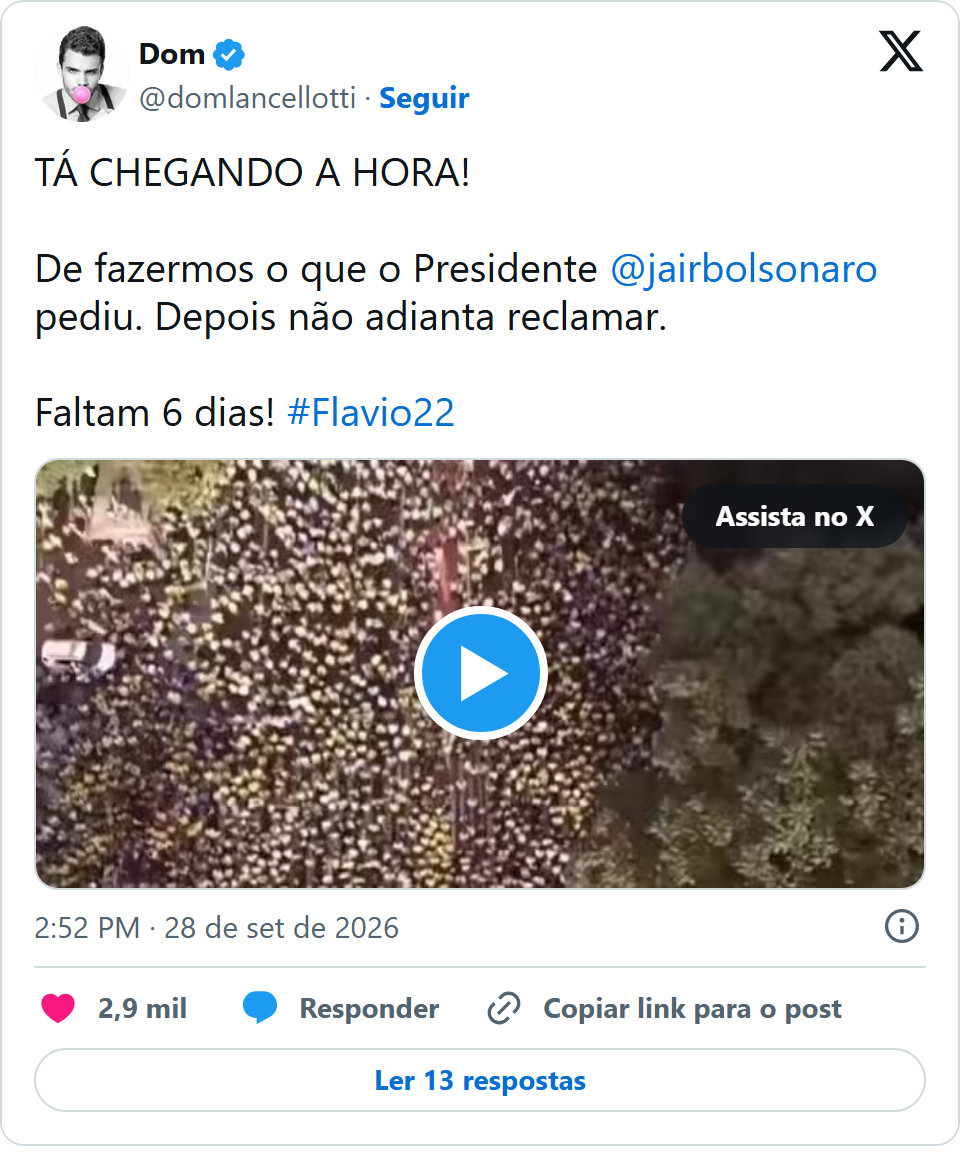 Print arquivado do post de Dom em 28/09/2026
