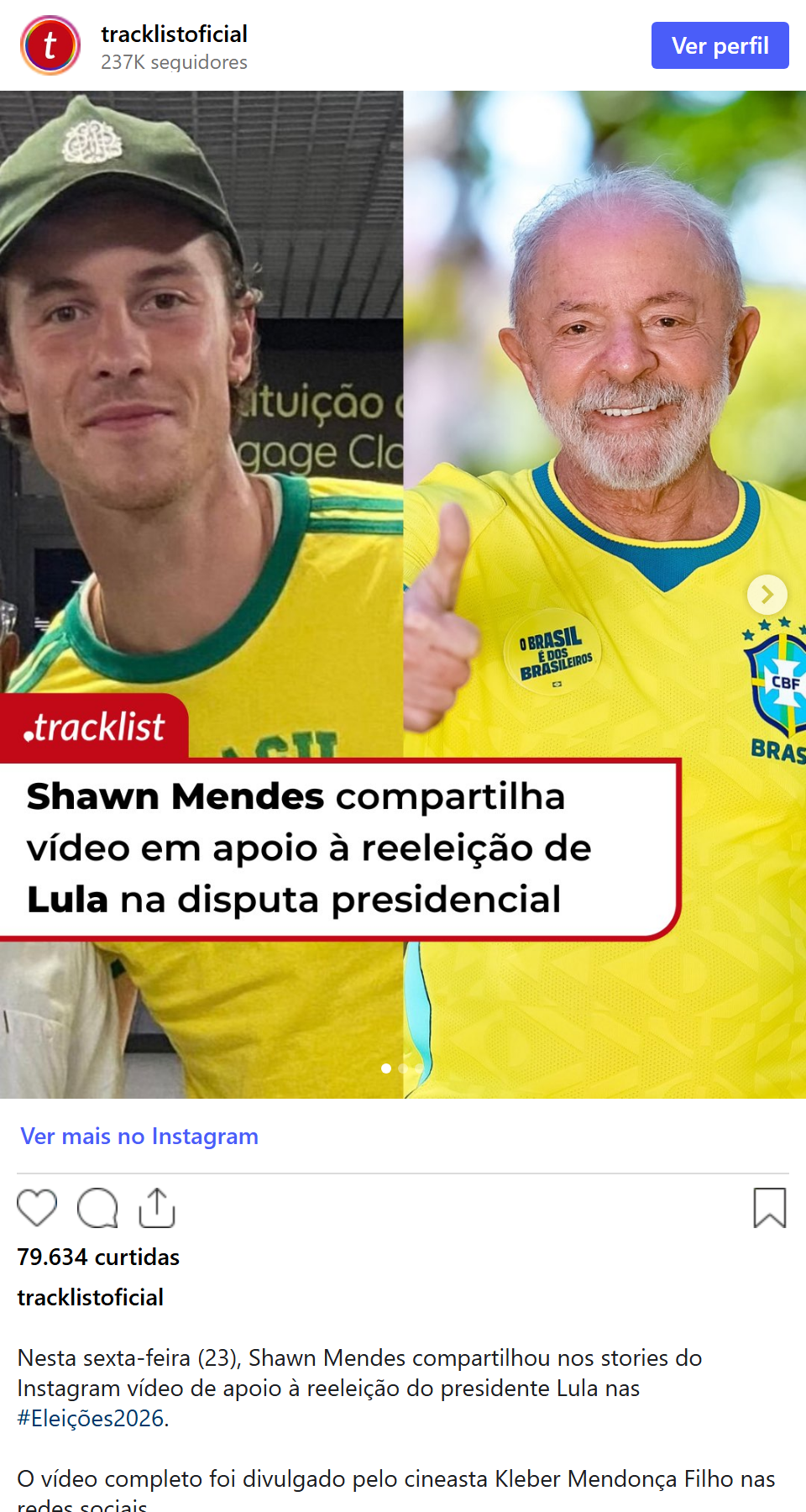 Print arquivado do post de Shawn Mendes em 23/10/2026