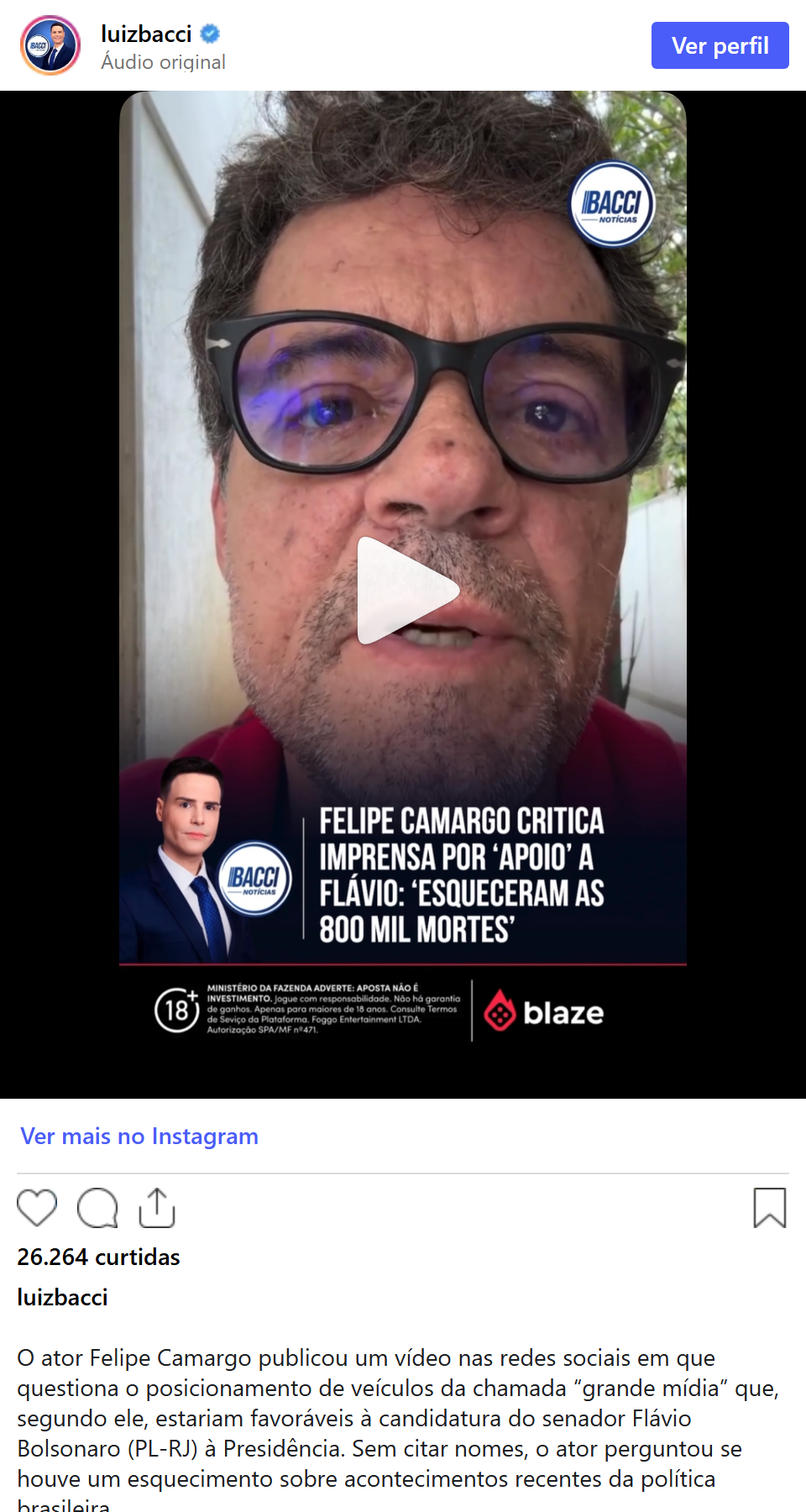 Print arquivado do post de Felipe Camargo em 22/09/2026