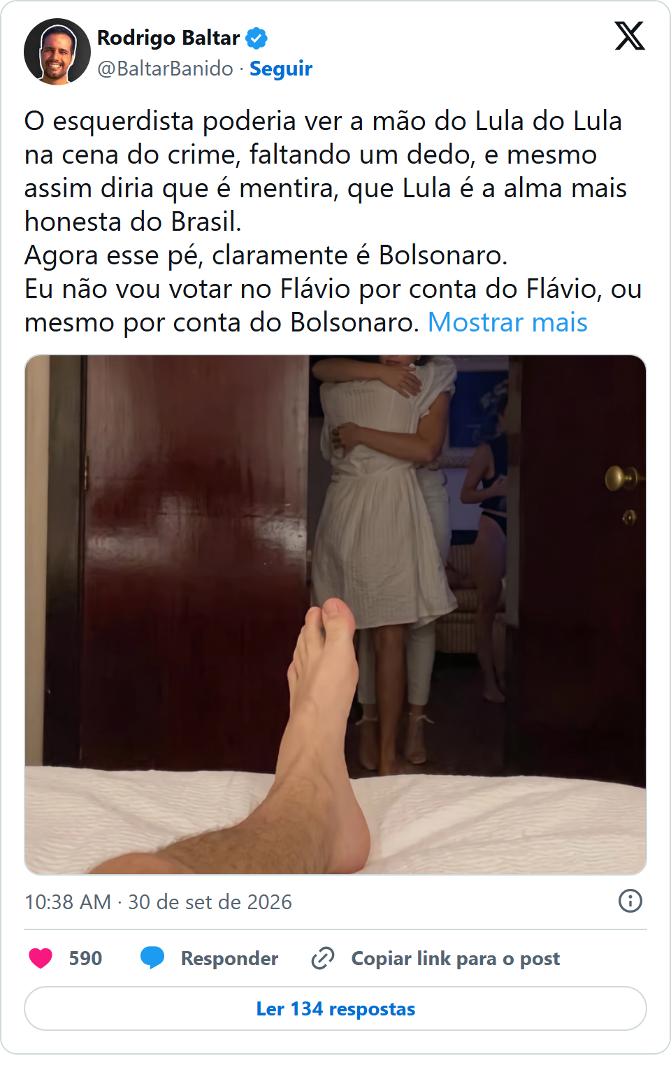 Print arquivado do post de Rodrigo Baltar em 30/09/2026