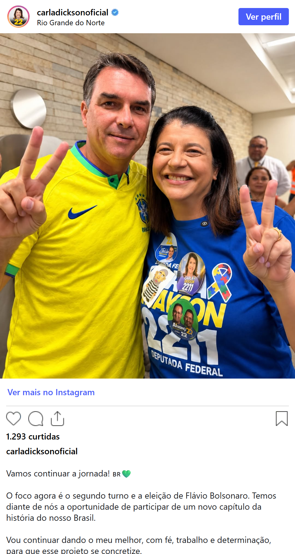 Print arquivado do post de Carla Dickson em 05/10/2026