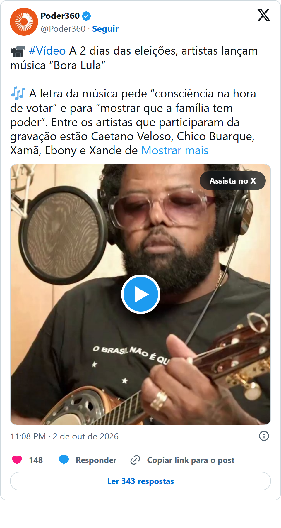 Print arquivado do post de Alcione em 02/10/2026