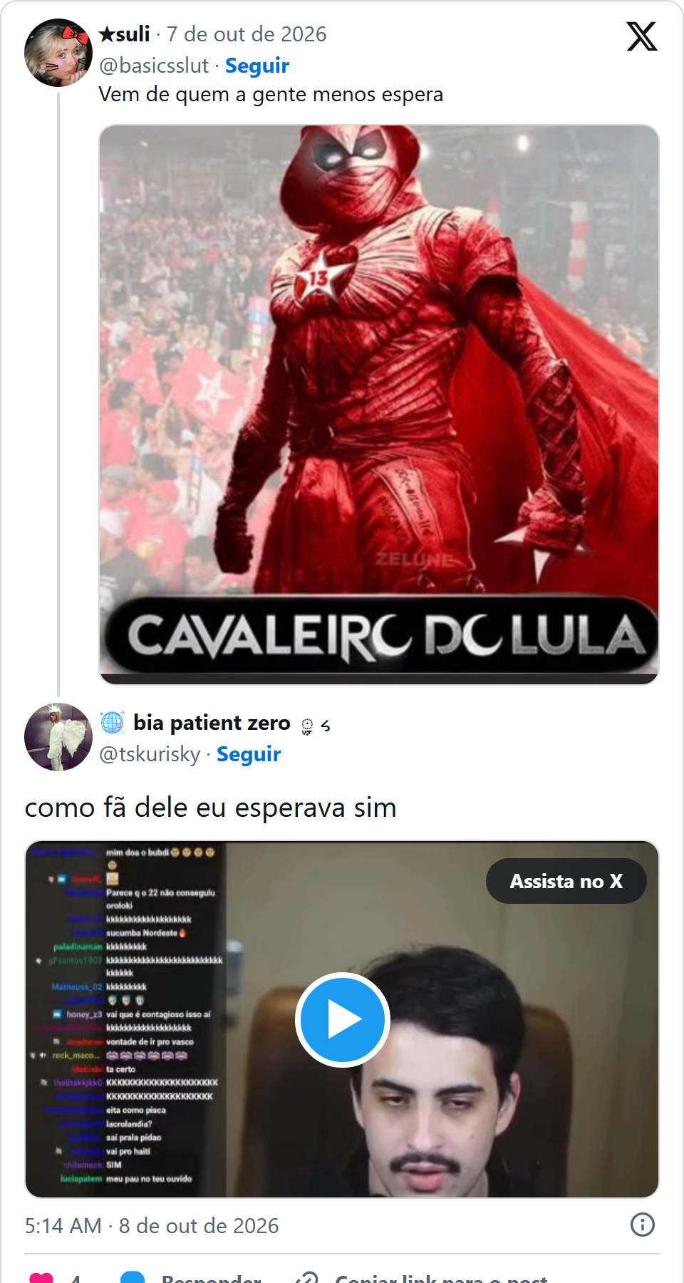 Print arquivado do post de Orochinho em 08/10/2026