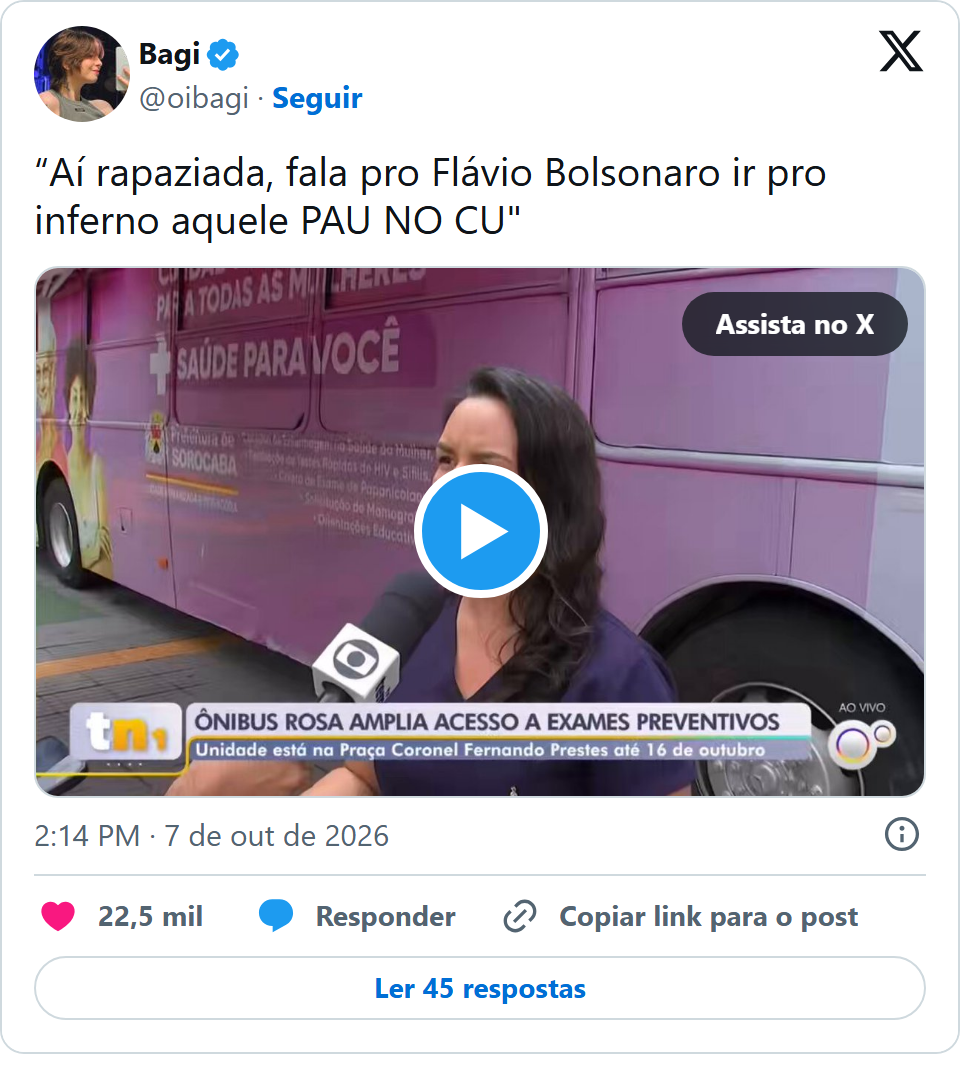 Print arquivado do post de Bagi em 07/10/2026