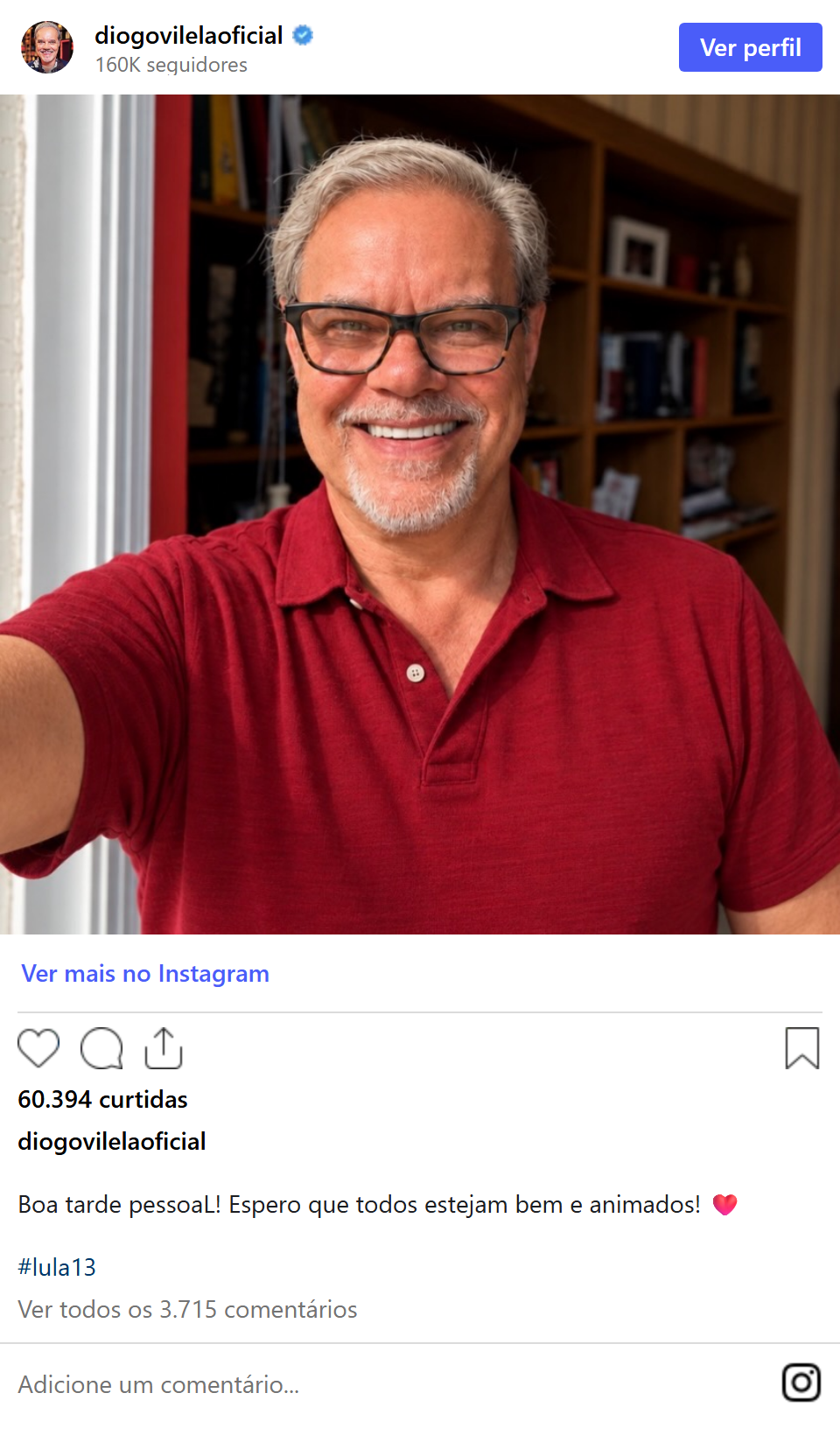 Print arquivado do post de Diogo Vilela em 04/10/2026