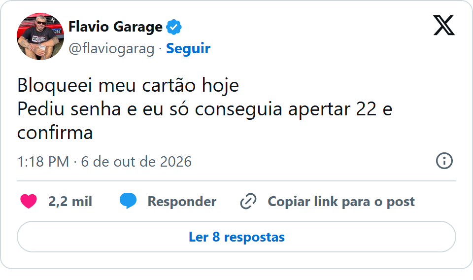Print arquivado do post de Flavio Garage em 06/10/2026