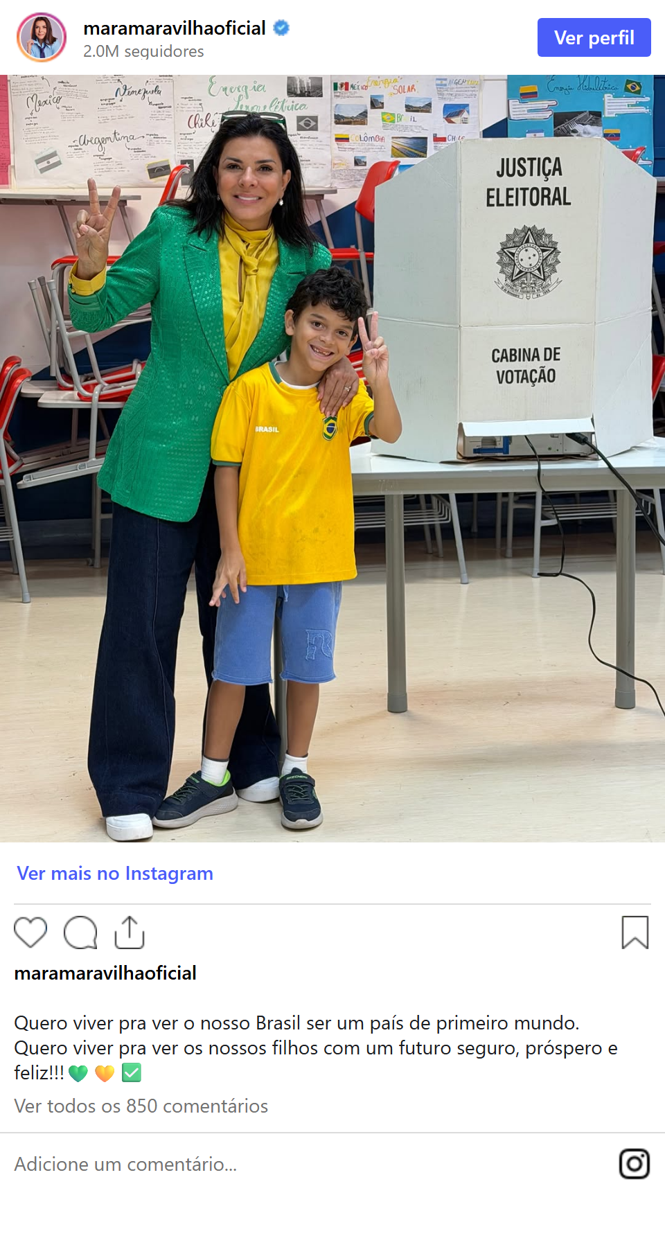 Print arquivado do post de Mara Maravilha em 04/10/2026