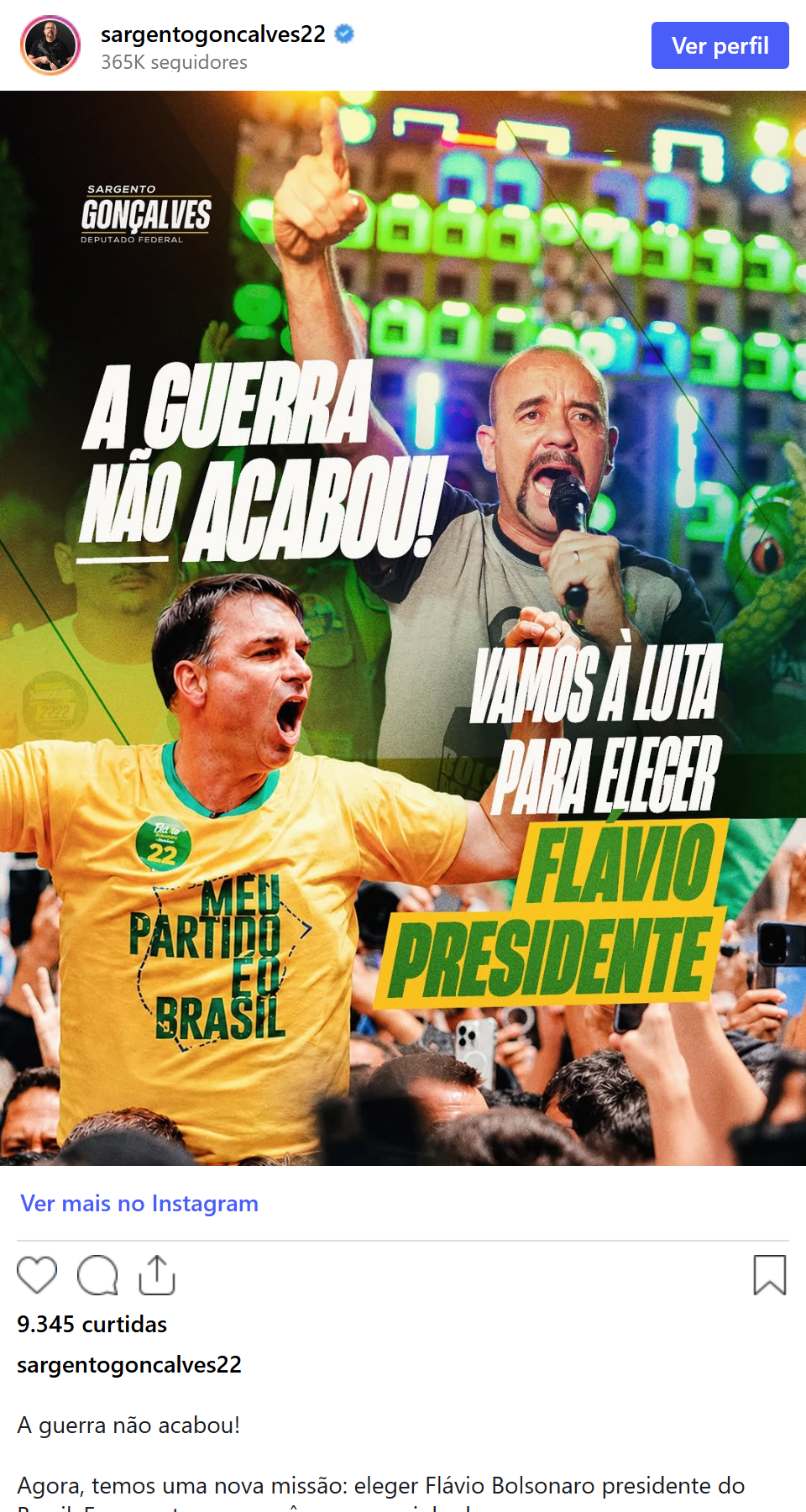 Print arquivado do post de Sargento Gonçalves em 05/10/2026