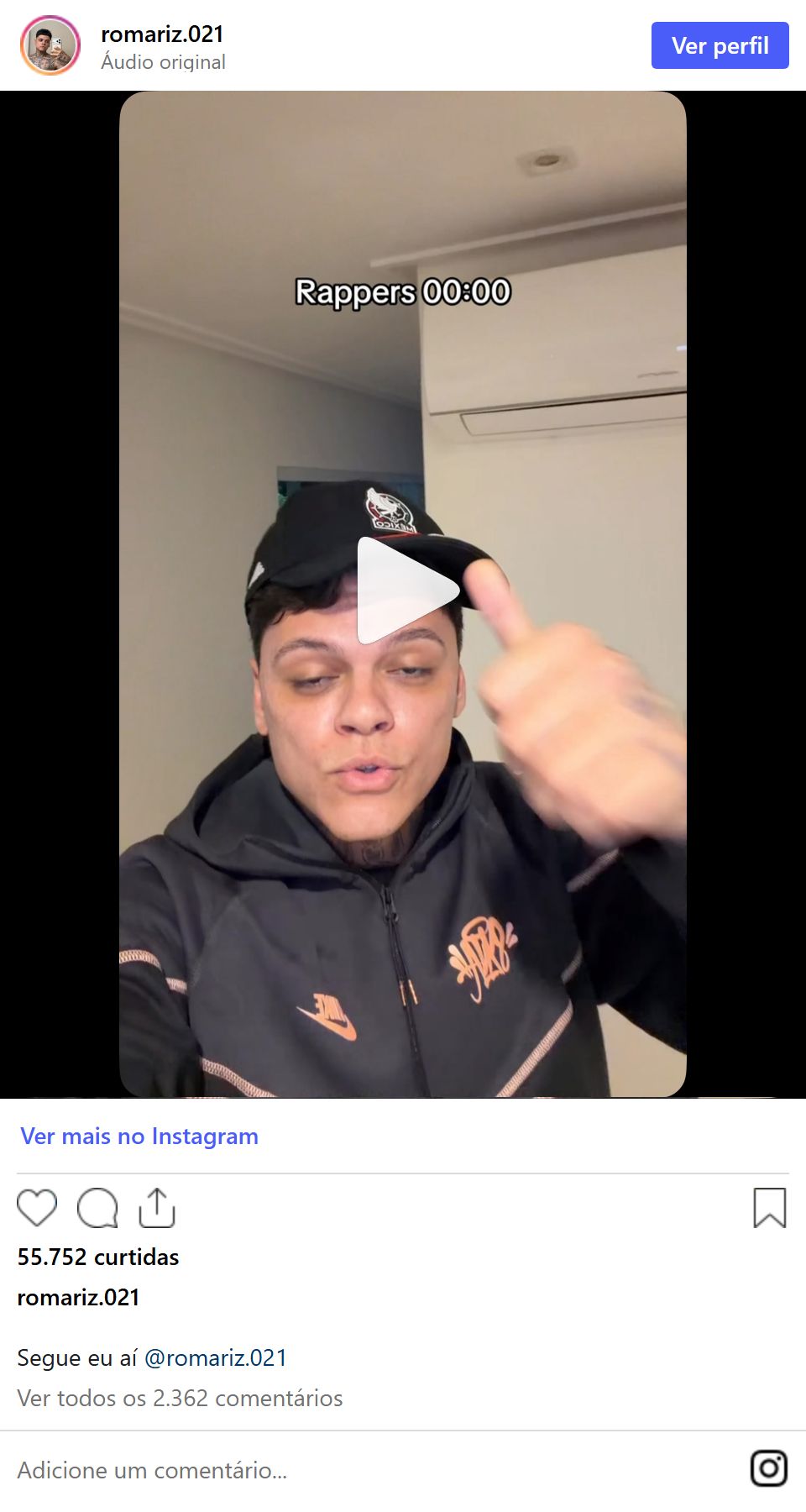 Print arquivado do post de Romariz em 07/10/2026