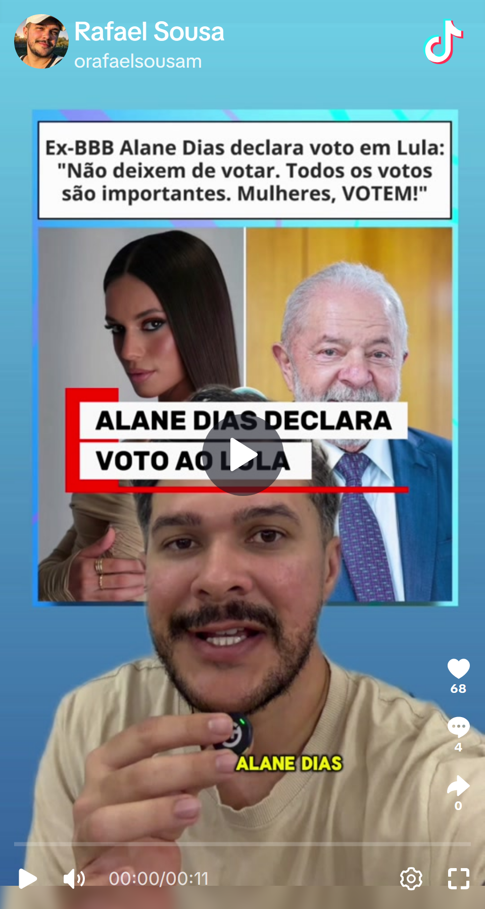 Print arquivado do post de Alane Dias em 06/10/2026