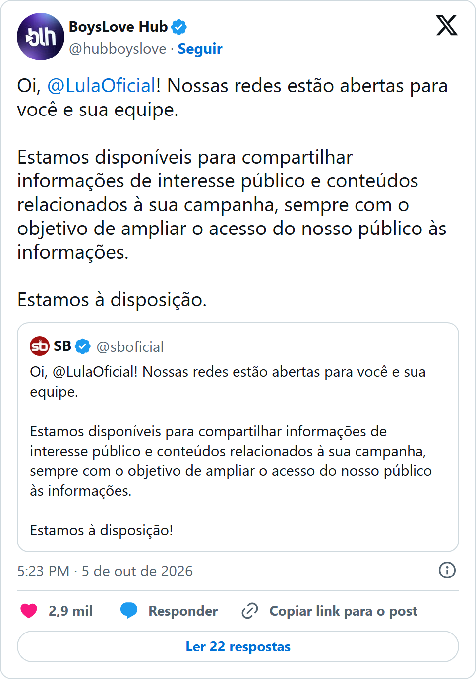 Print arquivado do post de BoysLove Hub em 05/10/2026
