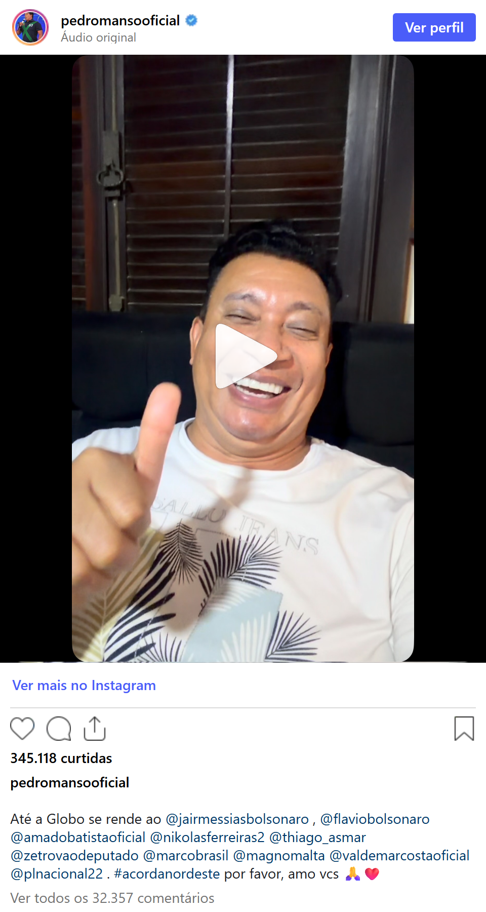 Print arquivado do post de Pedro Manso em 05/10/2026