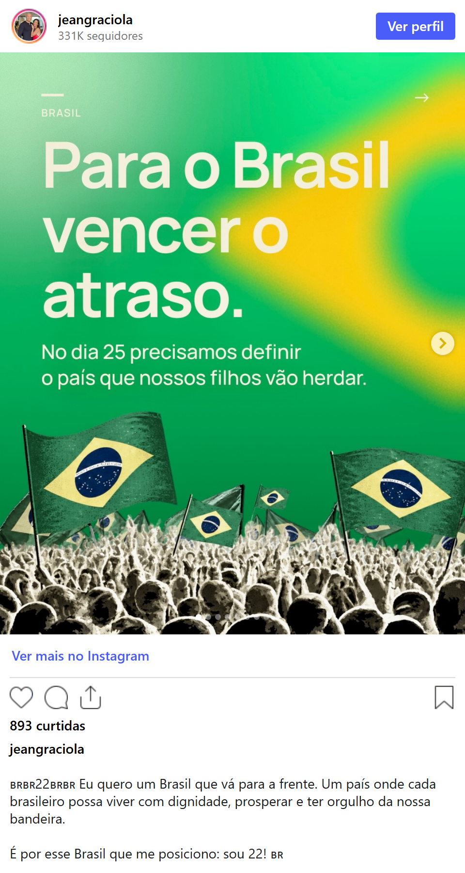 Print arquivado do post de Jean Graciola em 16/10/2026