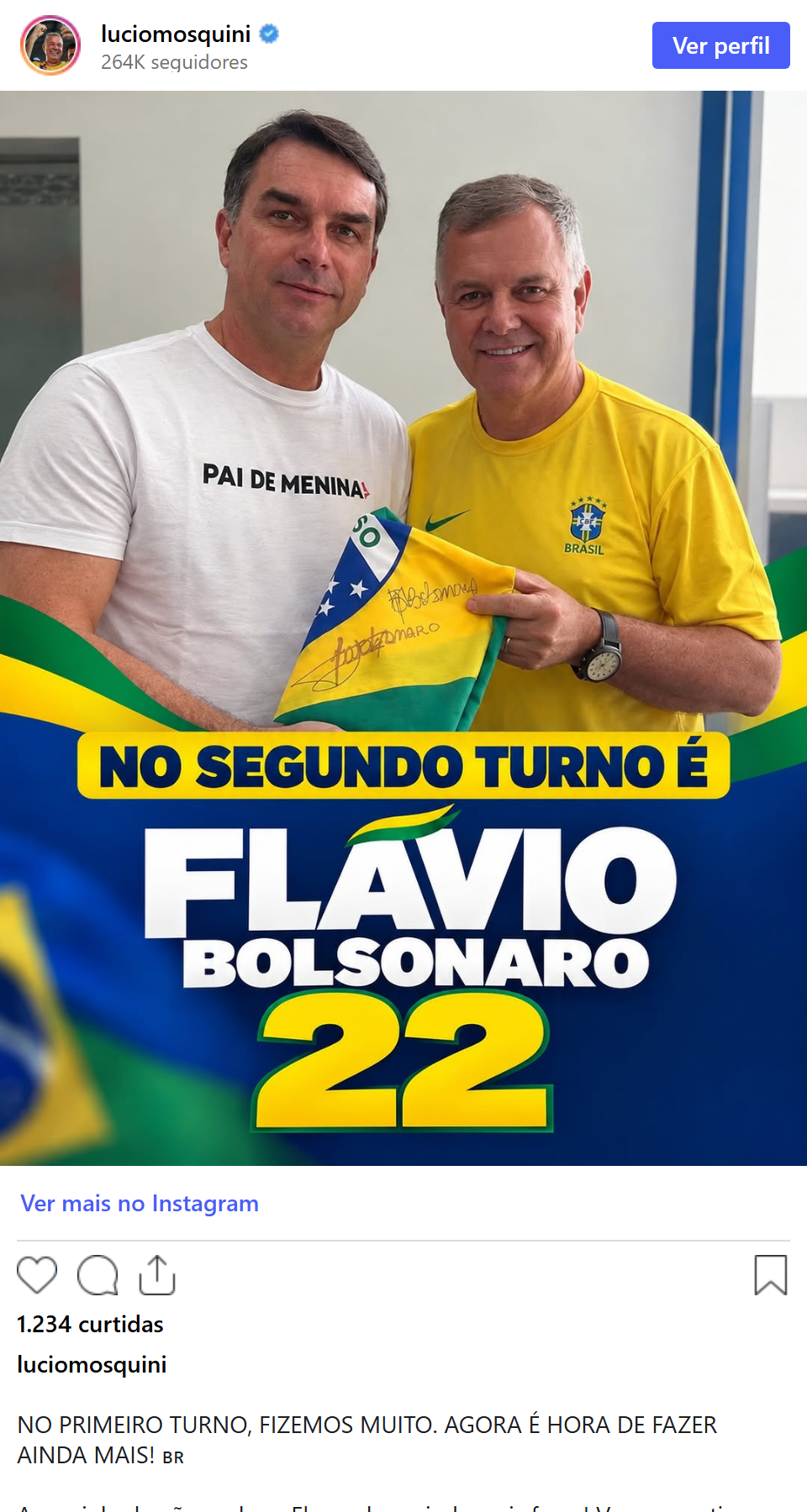 Print arquivado do post de Lucio Mosquini em 06/10/2026