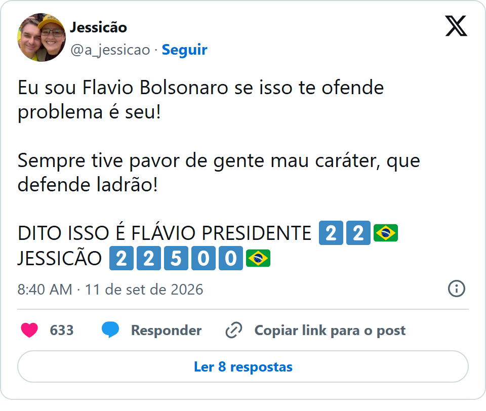 Print arquivado do post de Jessicão (PL-PR) em 11/09/2026