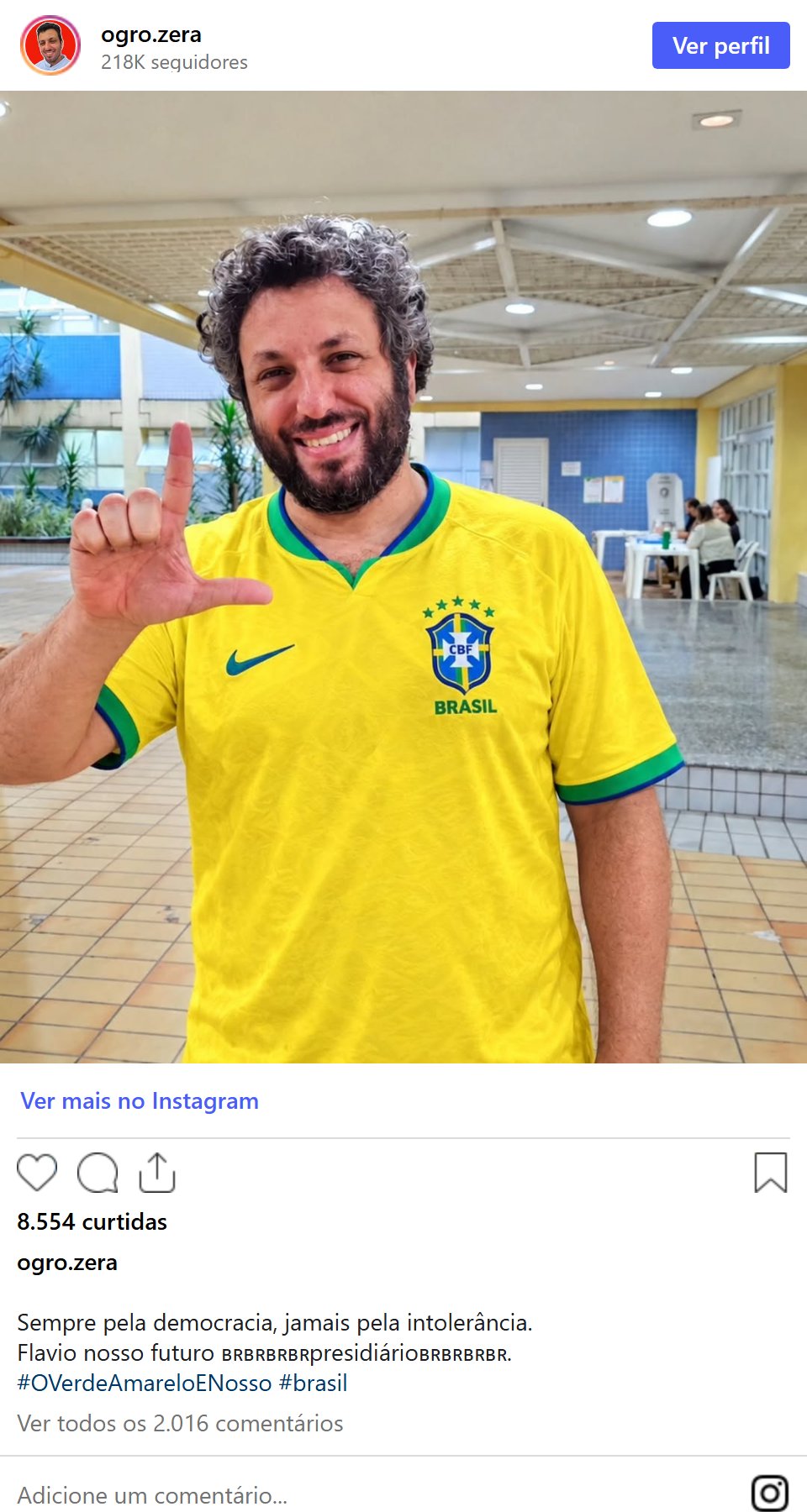 Print arquivado do post de Matheus Elias (Ogro TV) em 17/10/2026