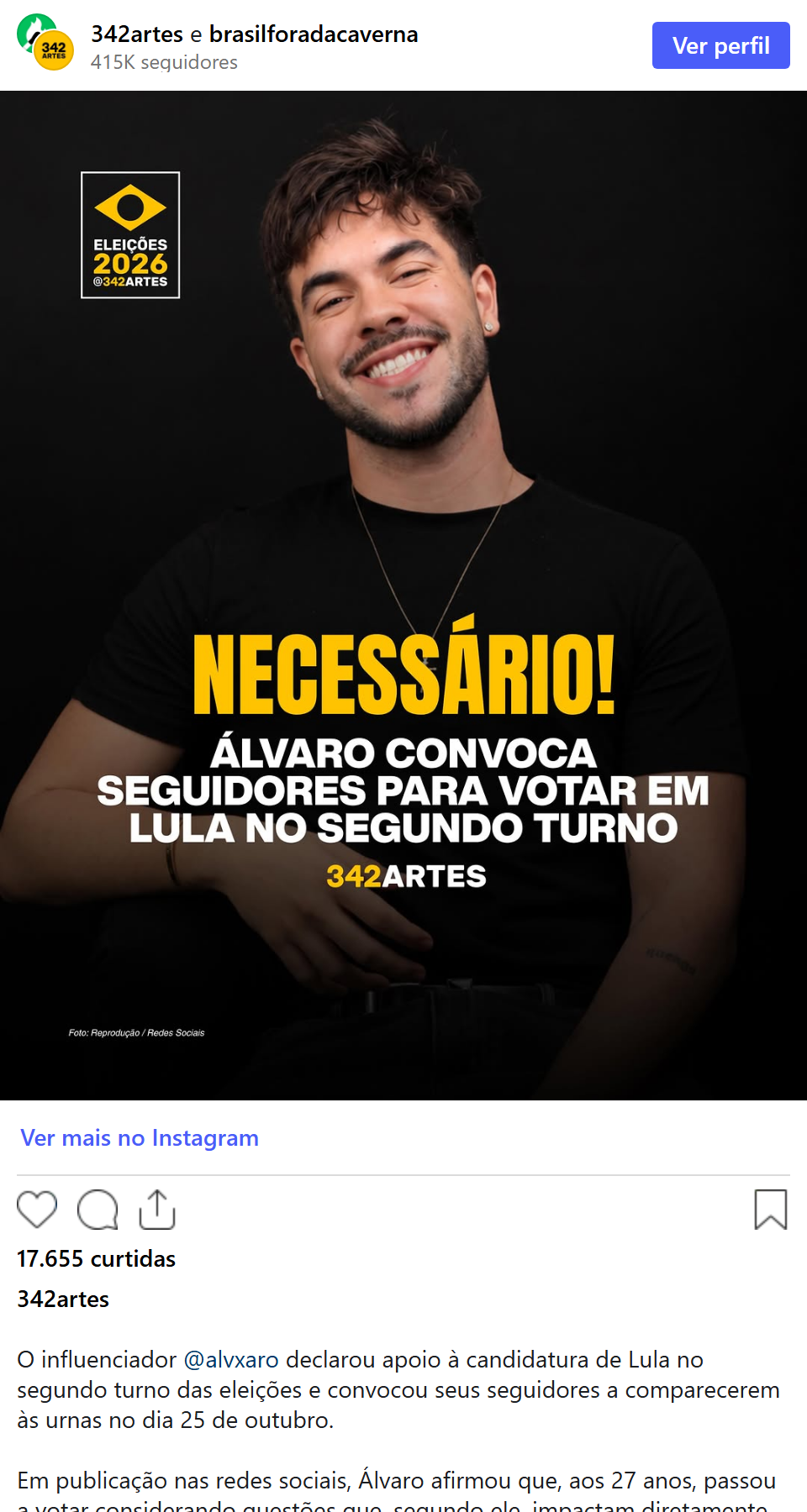 Print arquivado do post de Álvaro em 05/10/2026