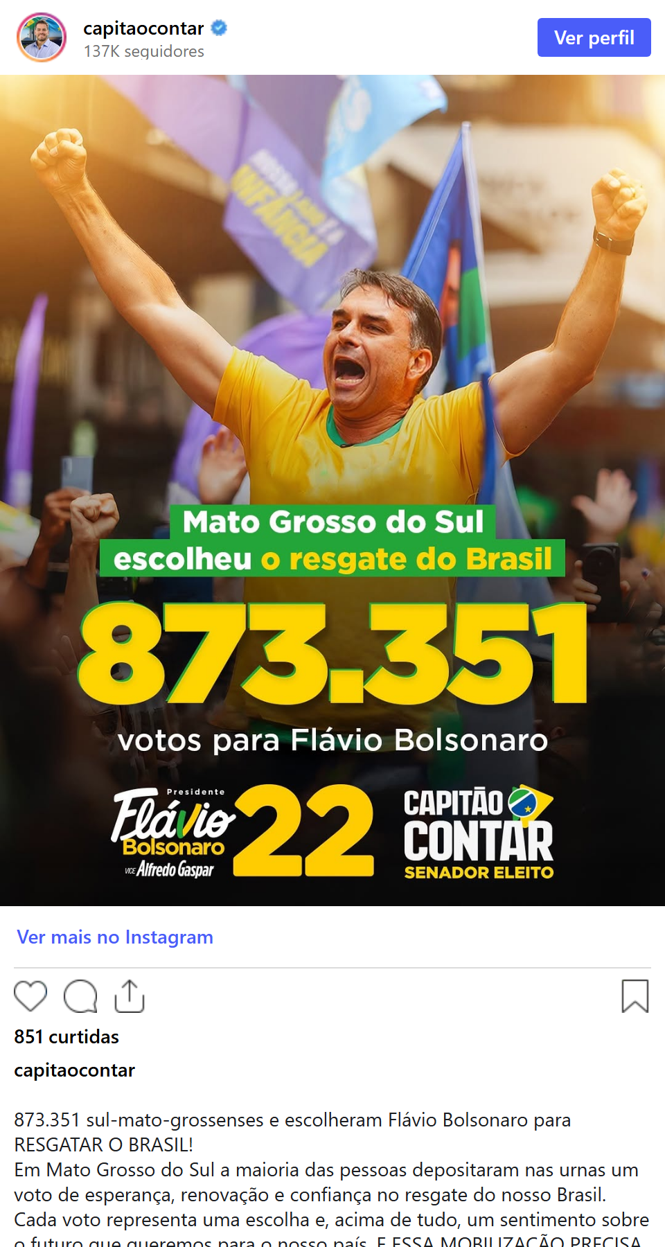 Print arquivado do post de Capitão Contar em 06/10/2026