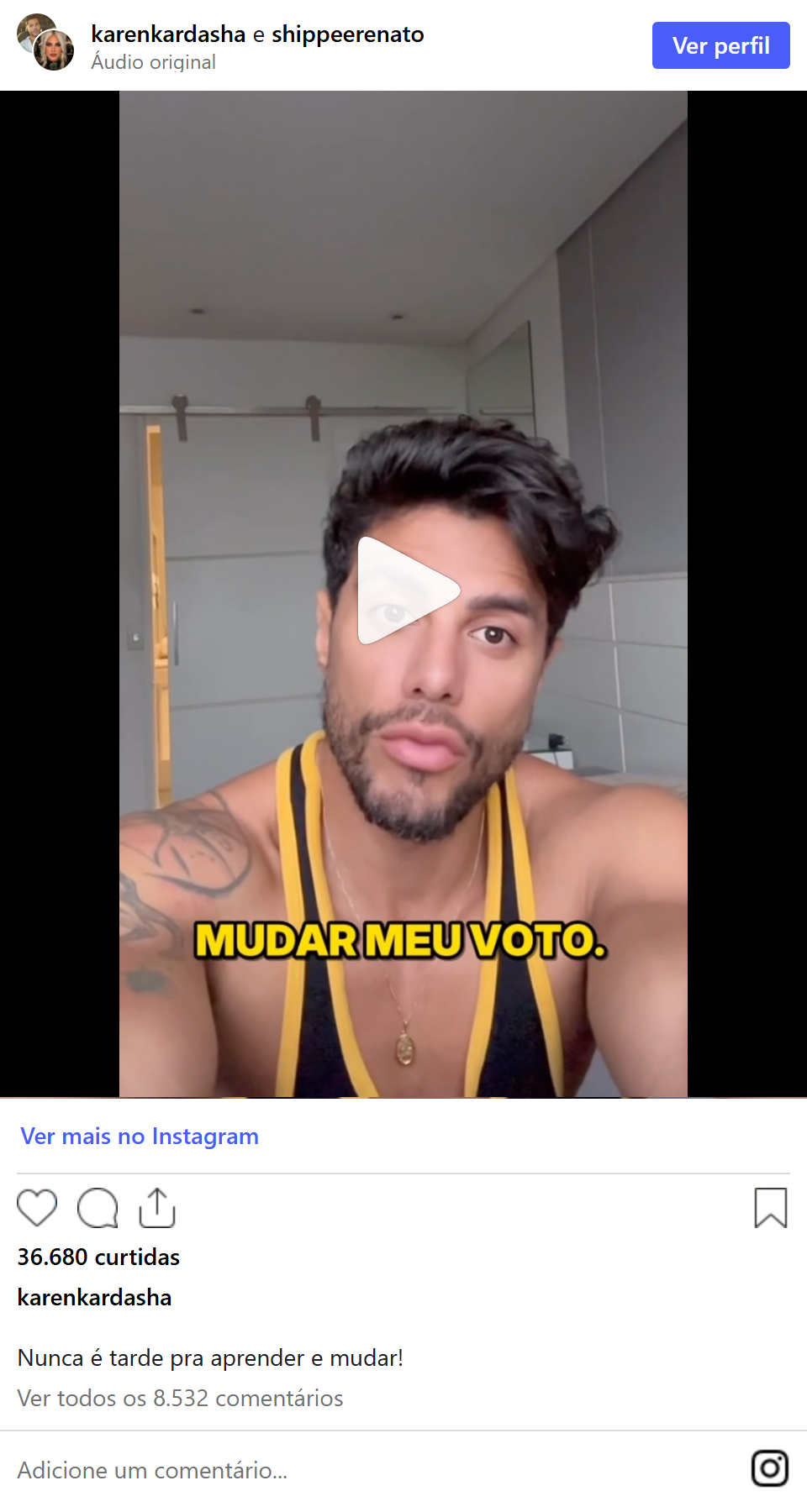 Print arquivado do post de Renato Shippee em 23/10/2026