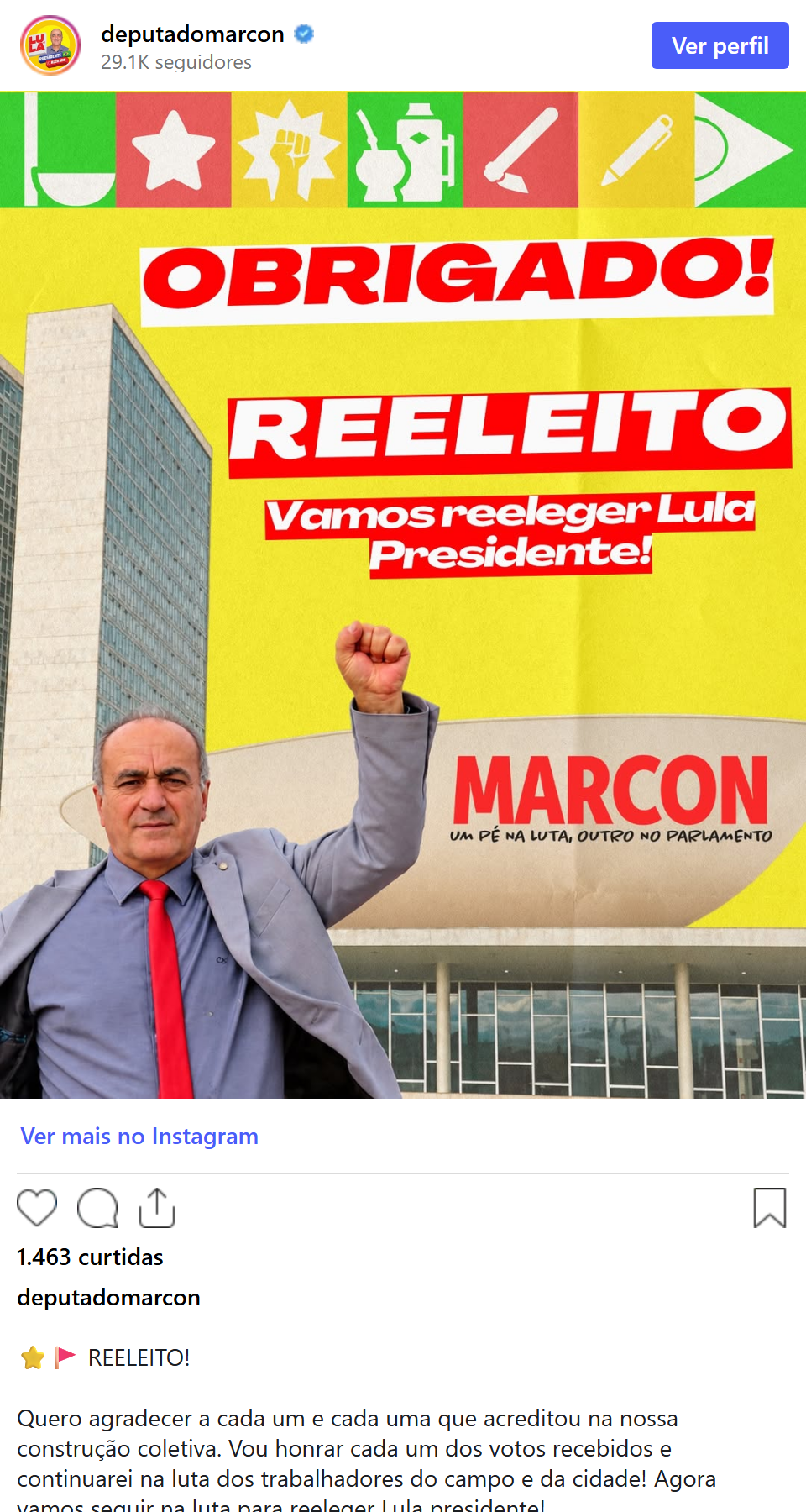 Print arquivado do post de Marcon em 04/10/2026