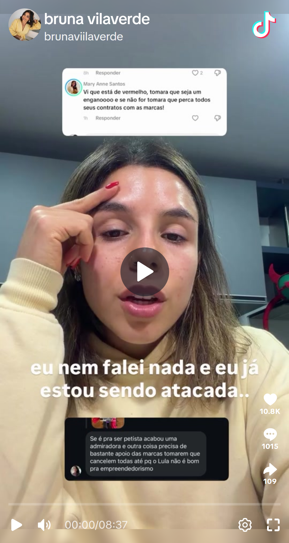 Print arquivado do post de Bruna Vilaverde em 07/10/2026