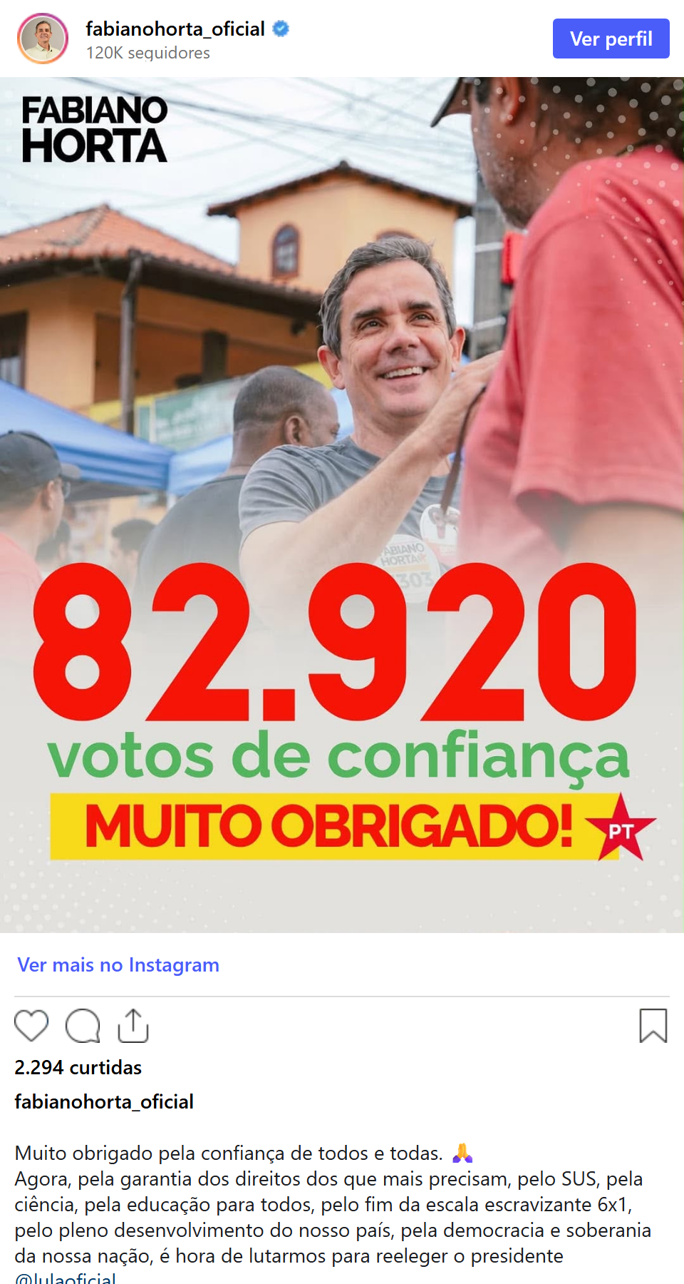 Print arquivado do post de Fabiano Horta em 06/10/2026
