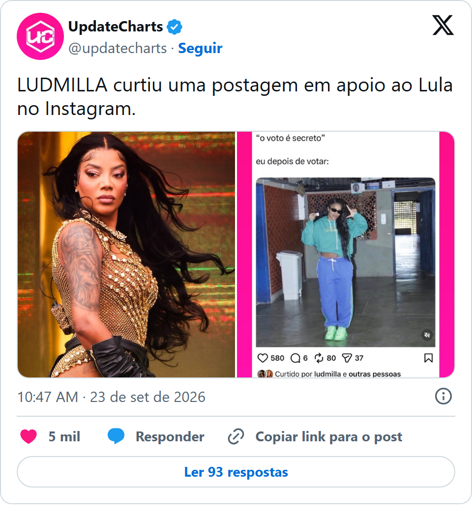 Print arquivado do post de LUDMILLA em 23/09/2026