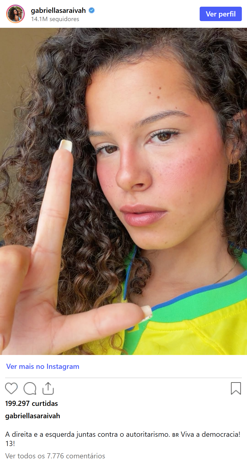 Print arquivado do post de Gabriella Saraivah em 17/10/2026