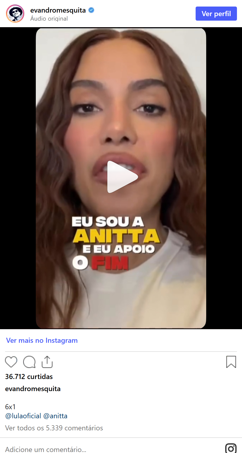 Print arquivado do post de Evandro Mesquita em 08/10/2026