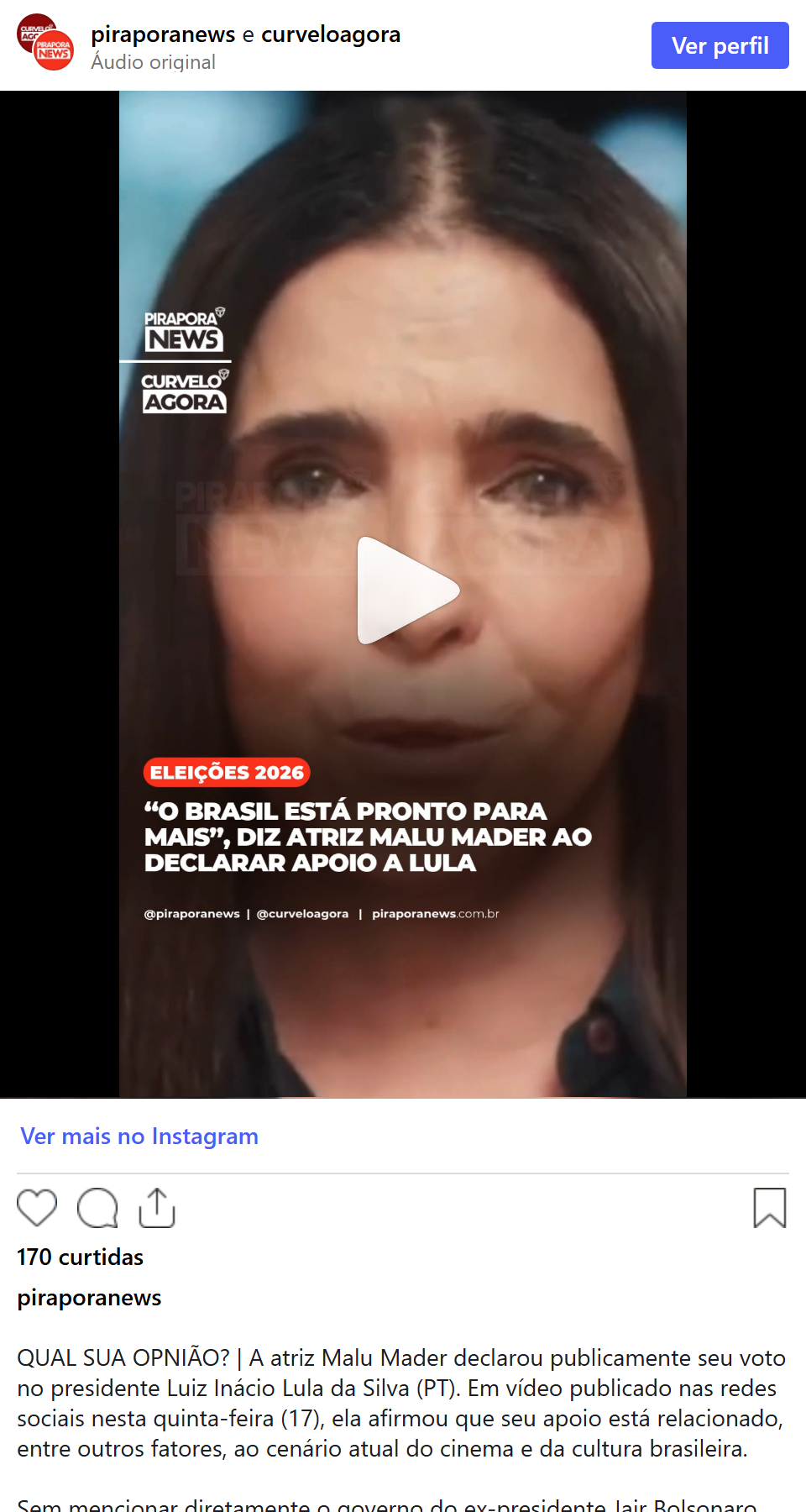 Print arquivado do post de Malu Mader em 17/09/2026