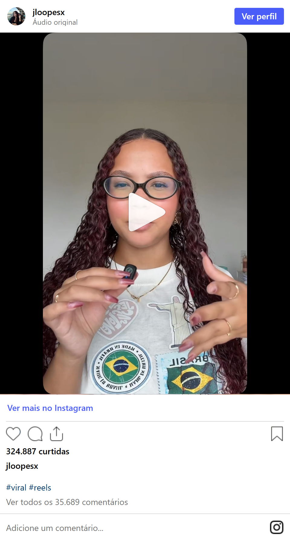 Print arquivado do post de Joyce Lopes em 12/10/2026