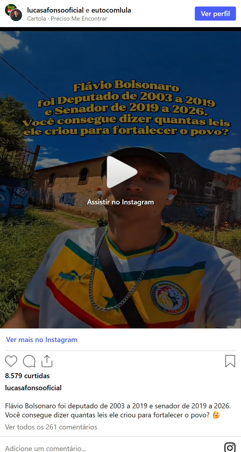 Print arquivado do post de Lucas Afonso em 05/10/2026
