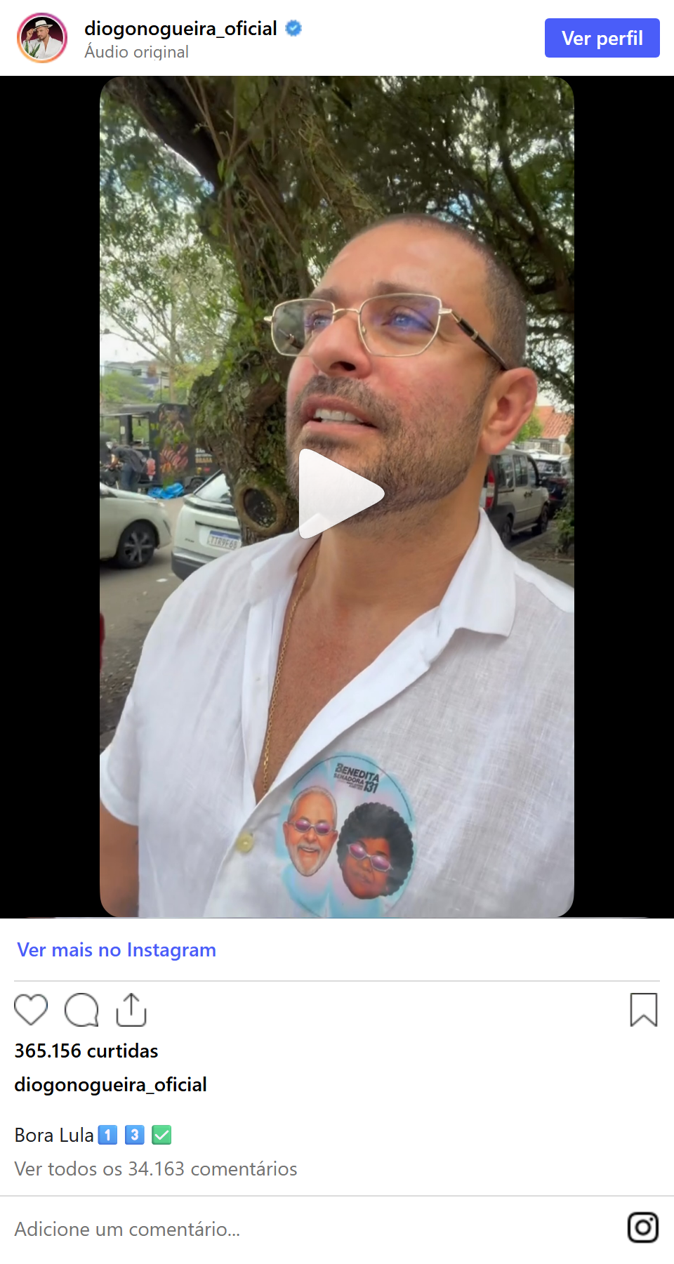 Print arquivado do post de Diogo Nogueira em 04/10/2026