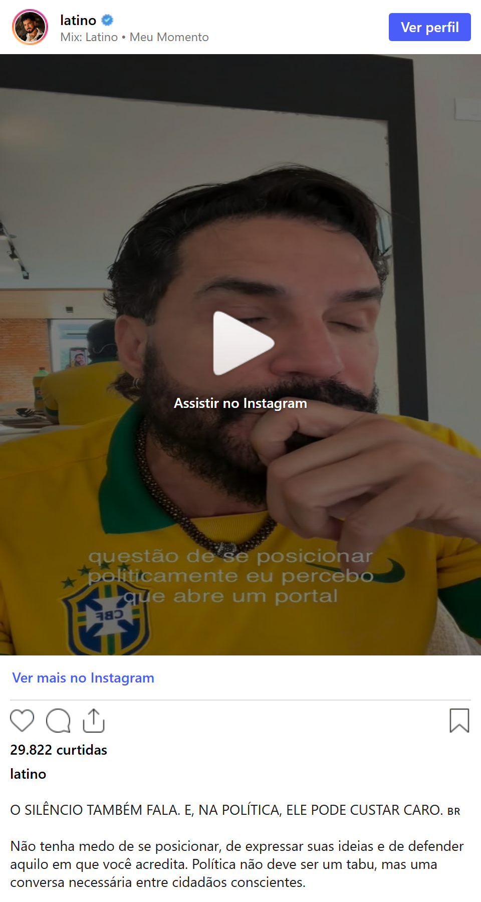 Print arquivado do post de Latino em 18/10/2026