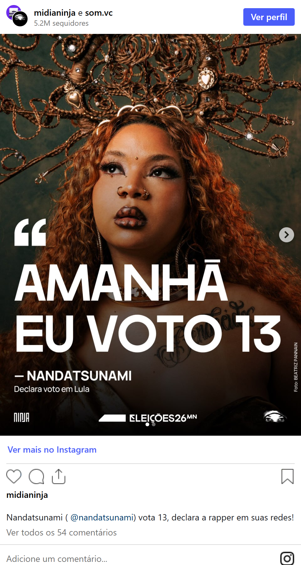 Print arquivado do post de NandaTsunami 🌊 em 03/10/2026
